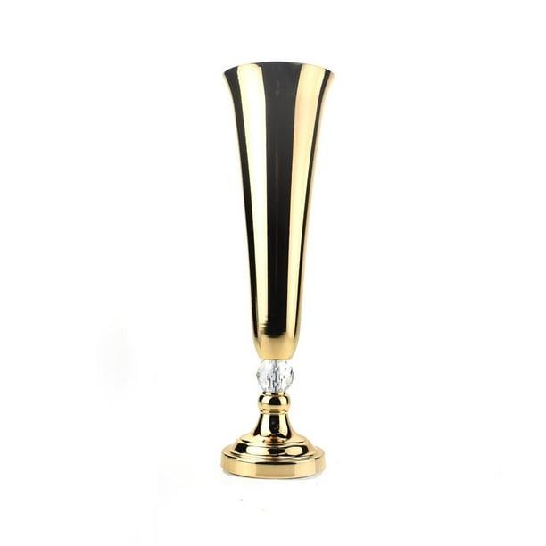 Tall Metal Trumpet Vase, Gold, 21Inch