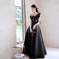 thumbnail image 5 of Vestido de noche negro de verano de satén para mujer, vestido largo sin tirantes para reunión anual de empresa, vestido de graduación, 5 of 5