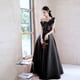 thumbnail image 5 of Vestido de noche negro de verano de satén para mujer, vestido largo sin tirantes para reunión anual de empresa, vestido de graduación, 5 of 5
