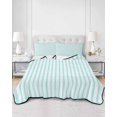 thumbnail image 2 of Quilts Queen Size Bedding Set, Thin Aqua Striped Reversible Summer Quilt 3 Pieces, Farmhouse Modern Stripes Lightweight Bedspreads Coverlets with 2 Pillow Shams for All Seasons, 2 of 5