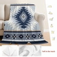 thumbnail image 5 of Blue Gray Boho Blanket Soft Cozy Warm Throw Blanket for Couch, Plush Fuzzy Flannel Fleece Blankets for Sofa, Southwestern Ethnic Abstract Geometric Bed Blankets Lightweight Gifts for Women, 50"x80", 5 of 9