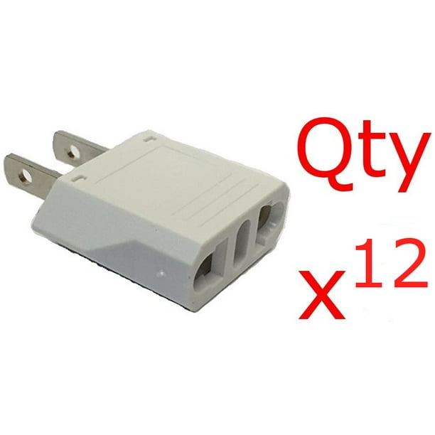 12 Pack of White US USA Canada Adapter Plugs EU Europe to American Outlet Converter Walmart