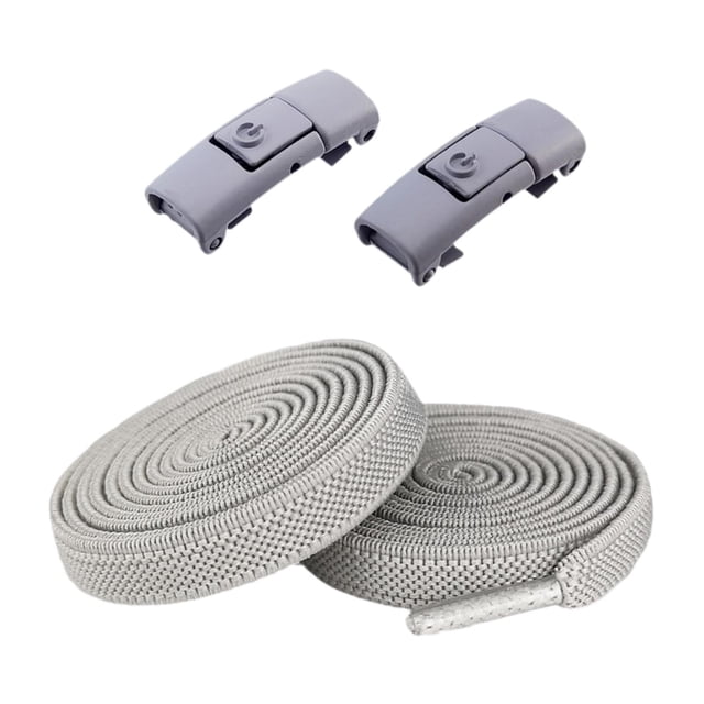Cordones elásticos sin atar, ligeros y con hebilla para zapatillas de deporte para correr al aire libre Gris