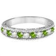 thumbnail image 4 of Diamond and Peridot Band Filigree Design Ring 14k White Gold (0.60ct), 4 of 6