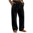 thumbnail image 2 of Mens Casual Linen Pants for Men Elastic Back Waist Lightweight Cotton Linen Trousers S, 2 of 6