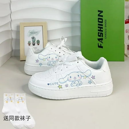 

Y2K Sanrio Cute Hellokitty Kuromi Cartoon Casual Sports Shoes Kawaii Cinnamoroll Girl Non Slip Flat Shoes Little White Shoe Gift
