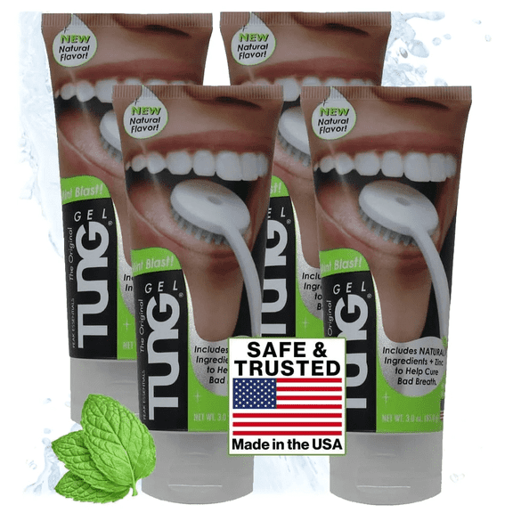 Peak Essentials Tung Tongue Gel - Mint Blast Natural Tongue Cleaning Paste - Bad Breath and Halitosis - Mouth Odor Eliminator - Fight Bad Breath - BPA Free - Made in America (4 Pack)