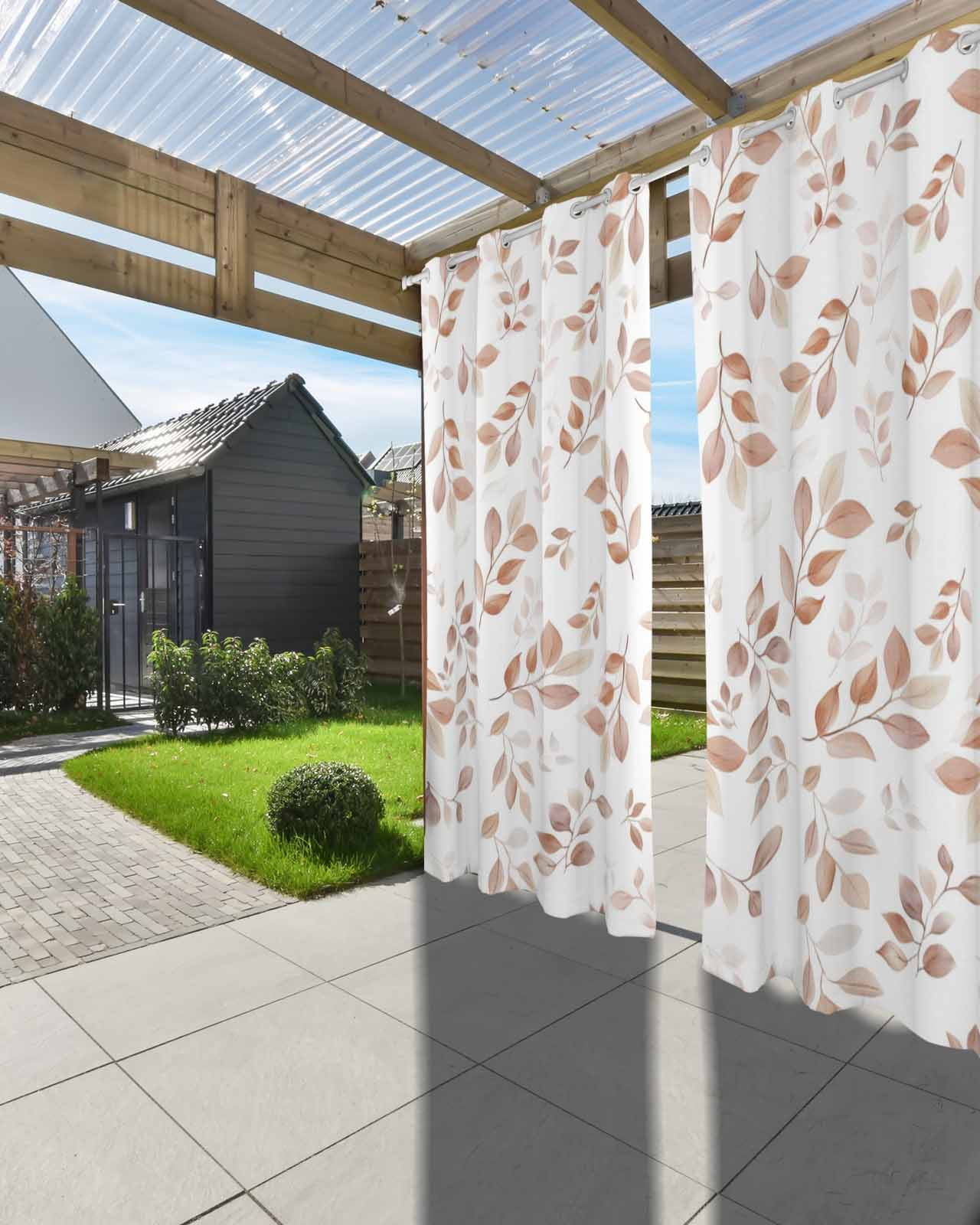 Vintage Leaf Outdoor Curtains for Patio, Fallen Leaves Autumn Tree Branch Plant Privacy Drapes Grommet Waterproof Outside Curtains for Porch/Cabana/Balcony 54"x 108", 1 Panel