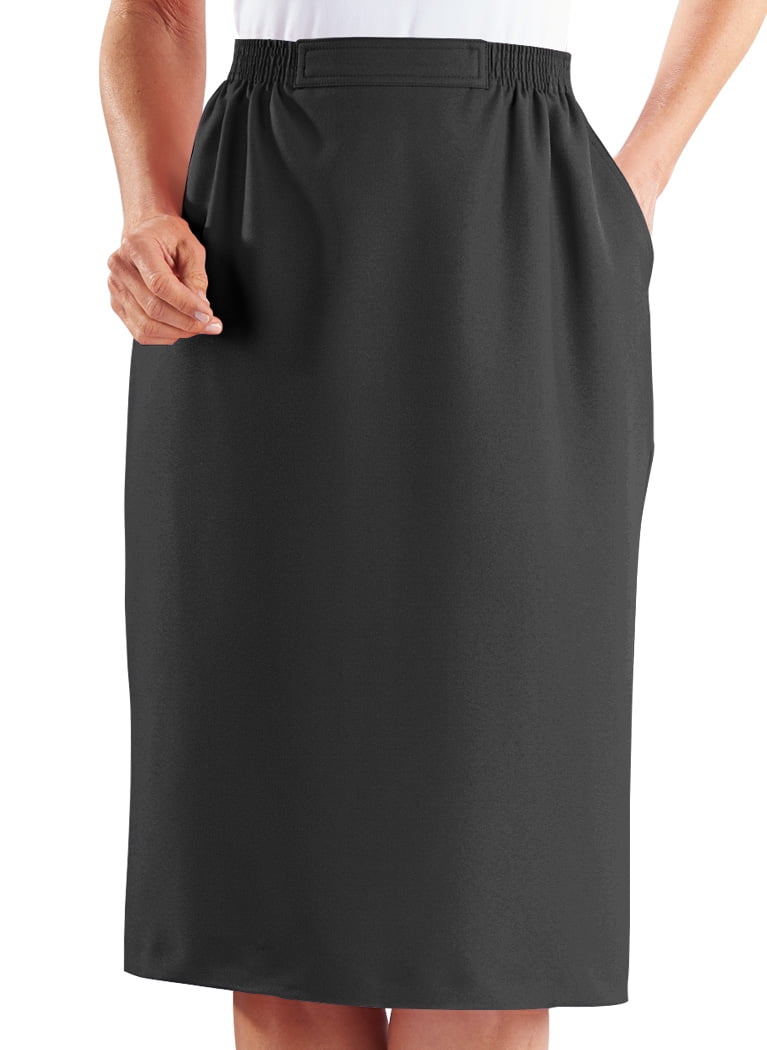 Alfred Dunner Skirt Midi Length Flat Front Women's Skirt w/ Pockets Black  24 Women - Walmart.com