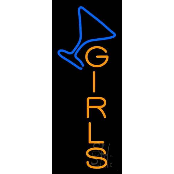 Martini Glass Girls LED Neon Sign 10 x 24 - inches, Clear Edge Cut Acrylic Backing, with Dimmer - Bright and Premium built indoor LED Neon Sign for Bar decor.