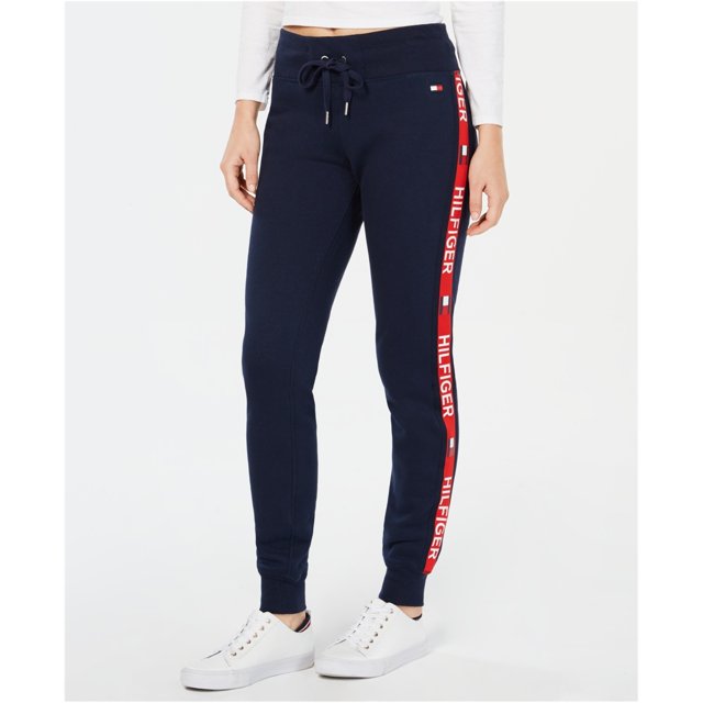 Tommy Hilfiger Womens Varsity Athletic Jogger Pantalones, Azul, Grande Tommy Hilfiger Persona que practica jogging