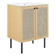 thumbnail image 3 of Modway Chaucer 24" Wood & Rattan Bathroom Vanity in Oak/White, 3 of 16