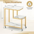 thumbnail image 3 of Costway 1 PCS Table d'Appoint Moderne en Forme de g avec Étagères de Rangement et Roulettes Verrouillables pour Salon Blanc, 3 of 10