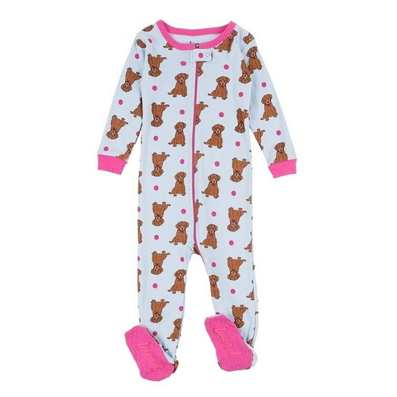 Toddler Girl's Footed Cotton Puppy Dog Polka Dots Pajama Sleeper (3 Years)