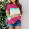 thumbnail image 2 of 2025 Clearance! Womens Clearance asdoklhq Womens Plus Size Clearance,Stripes Patchrk Long Sleeves Casual Sweater Blouse Tops, 2 of 9