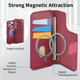 thumbnail image 5 of Wallet Case for iPhone 16 Compatible with Mag-Safe, 2-in-1 PU Leather Flip Cover with RFID Blocking Card Holder Stand Shockproof Detachable Magnetic Case for iPhone 16, Red, 5 of 14