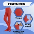 thumbnail image 4 of EMEM Apparel Women's Ladies Solid Colored Opaque Dance Ballet Costume Microfiber Footed Tights Stockings Fashion Red E, 4 of 5