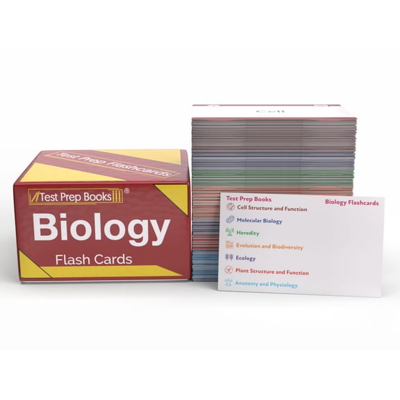 Biology Study Cards: Biology Prep for High School and College with Practice Test Questions [Full Color Cards]