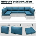 thumbnail image 3 of Yalissey Outdoor Replacement Cushions for Patio Furniture,Water-Resistant Sofa Cushions for Rattan Wicker Sectional Patio Conversation Sets,14-Piece Outdoor Couch Cushions Patio Sofa,Peacock Blue, 3 of 8