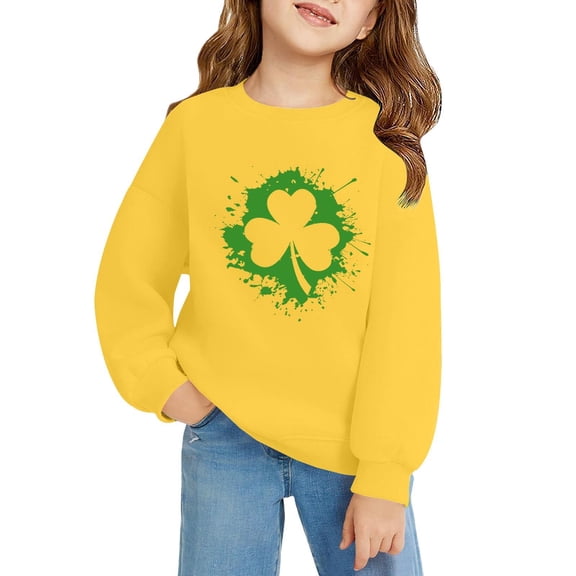 Otqutp St Patricks Day Sweatshirt for Teen Girls Pullover Crewneck Sweatshirts Kids Long Sleeve Irish Shamrock Graphic Hoodie Shirt