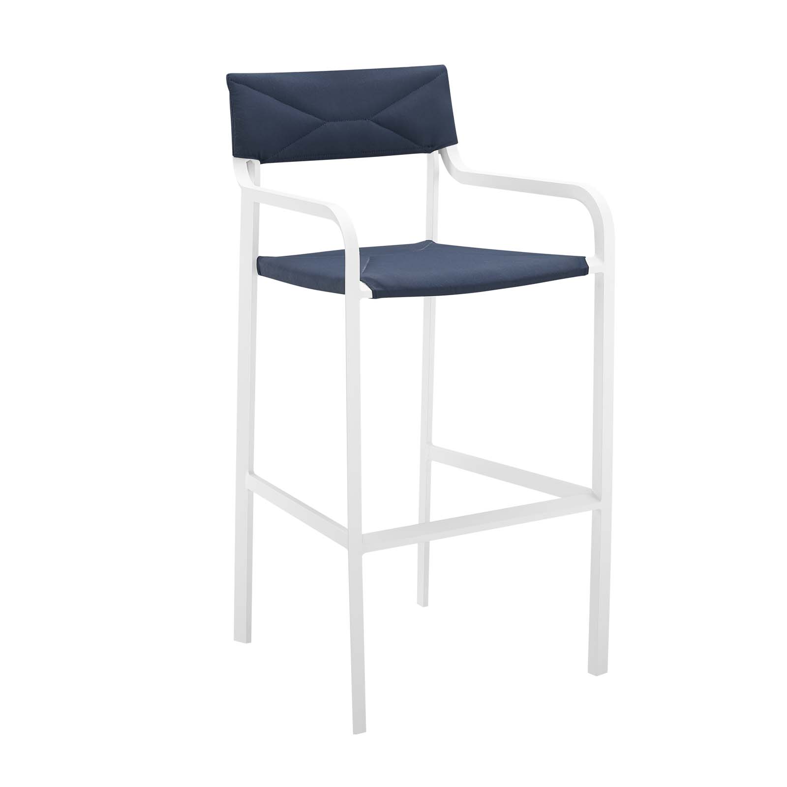 Modway Raleigh 3 Piece Outdoor Patio Aluminum Bar Set in White Navy - image 3 of 10