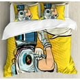 thumbnail image 1 of Astronaut King Size Duvet Cover Set, Astronaut Version of We Can Do It Feminism Science Space Corps Comic Character, Decorative 3 Piece Bedding Set with 2 Pillow Shams, Multicolor, by Ambesonne, 1 of 3