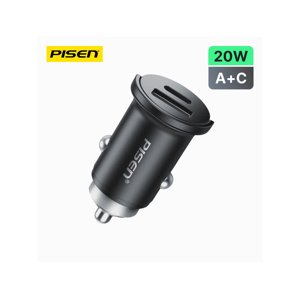 PISEN-Quick USB-C+USB-A 20W Mini Car Charger