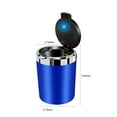 thumbnail image 2 of HBYJLZYG Ash Tray Car Ashtray With Lid Easy To Clean Portable Ashtray For Car Mini Car Trash Can Detachable Stainless Steel Ash Tray With LED Blue Light, 2 of 9