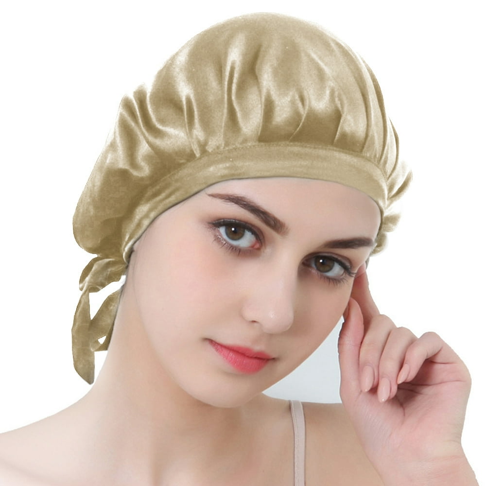 Silk Night Cap Household Sleeping Hat Long Hair Head Cover for Woman
