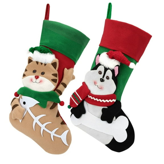 Lilixerw Clearance Christmas Tree Hanging Mini Stockings Decoration,Small Candy Gift Bag Cat Decorative,Little Socks Xmas New Year Ornament Party Decor