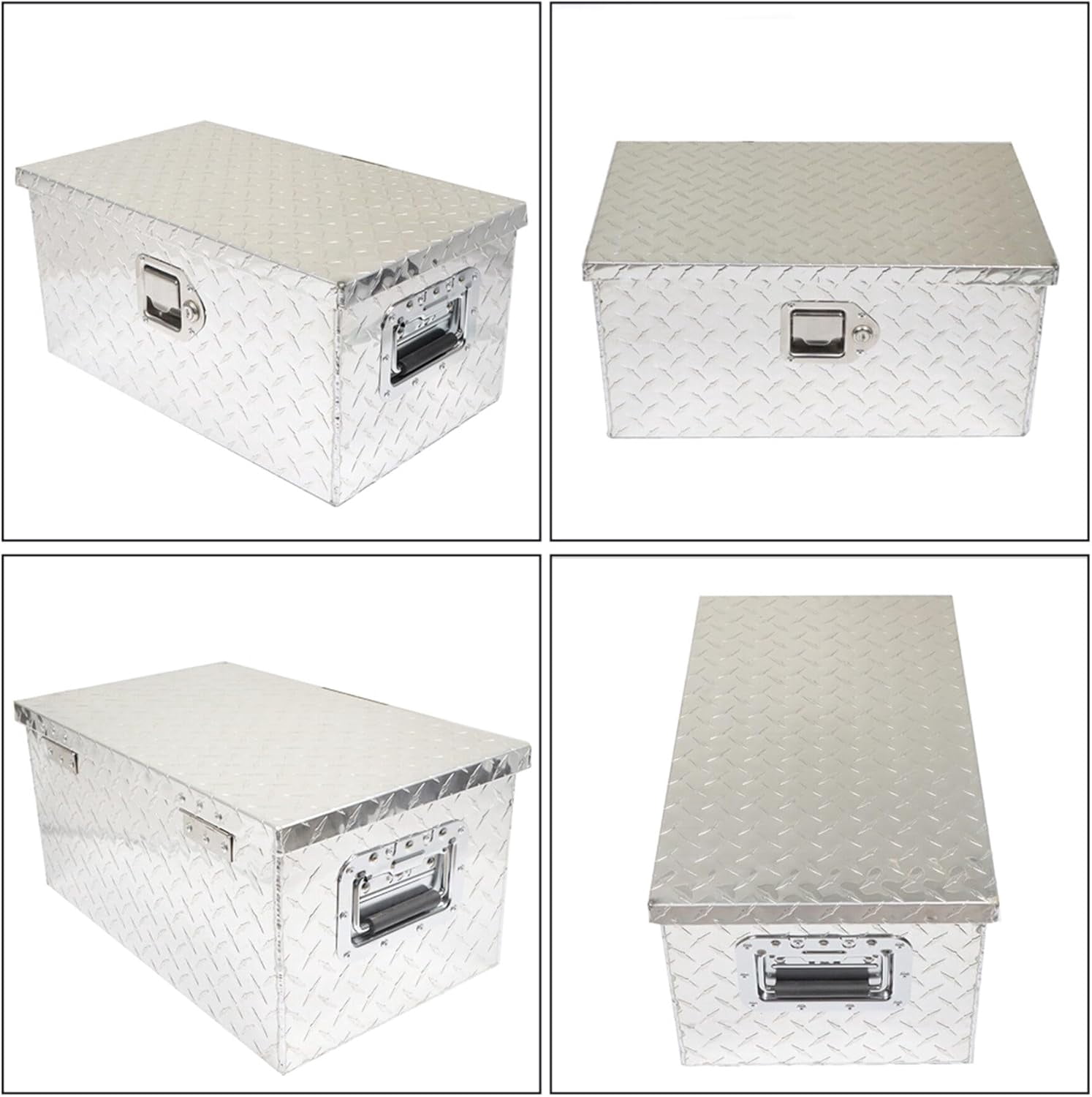 Genrics 20 Inch Silver Aluminum Diamond Plate Tool Box with Lock Key Replacement for Pick Up Truck Bed ATV RV
