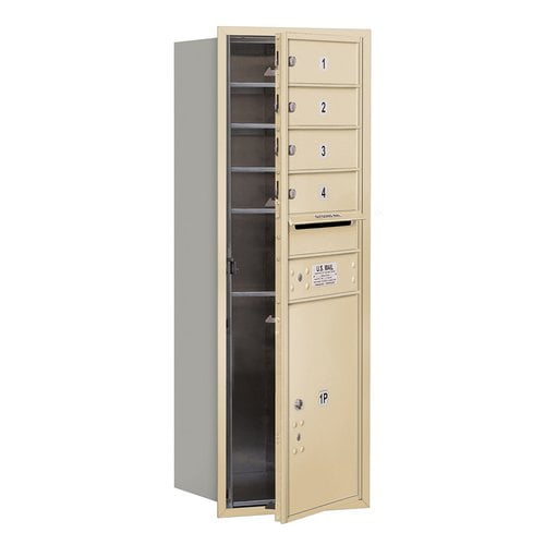 4C Horizontal Mailbox - 11 Door High Unit - Single Column - 4 MB1 Doors / 1 PL5 - Sandstone - Front Loading - USPS Access