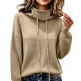 thumbnail image 4 of Yigetop Warm Sweaters for Women Fall Winter Cowl Neck Knit Sweater Long Sleeve Casual Soft Chunky Lightweight Loose Cozy Pullover Tops for Daily Wear Khaki 3XL, 4 of 6