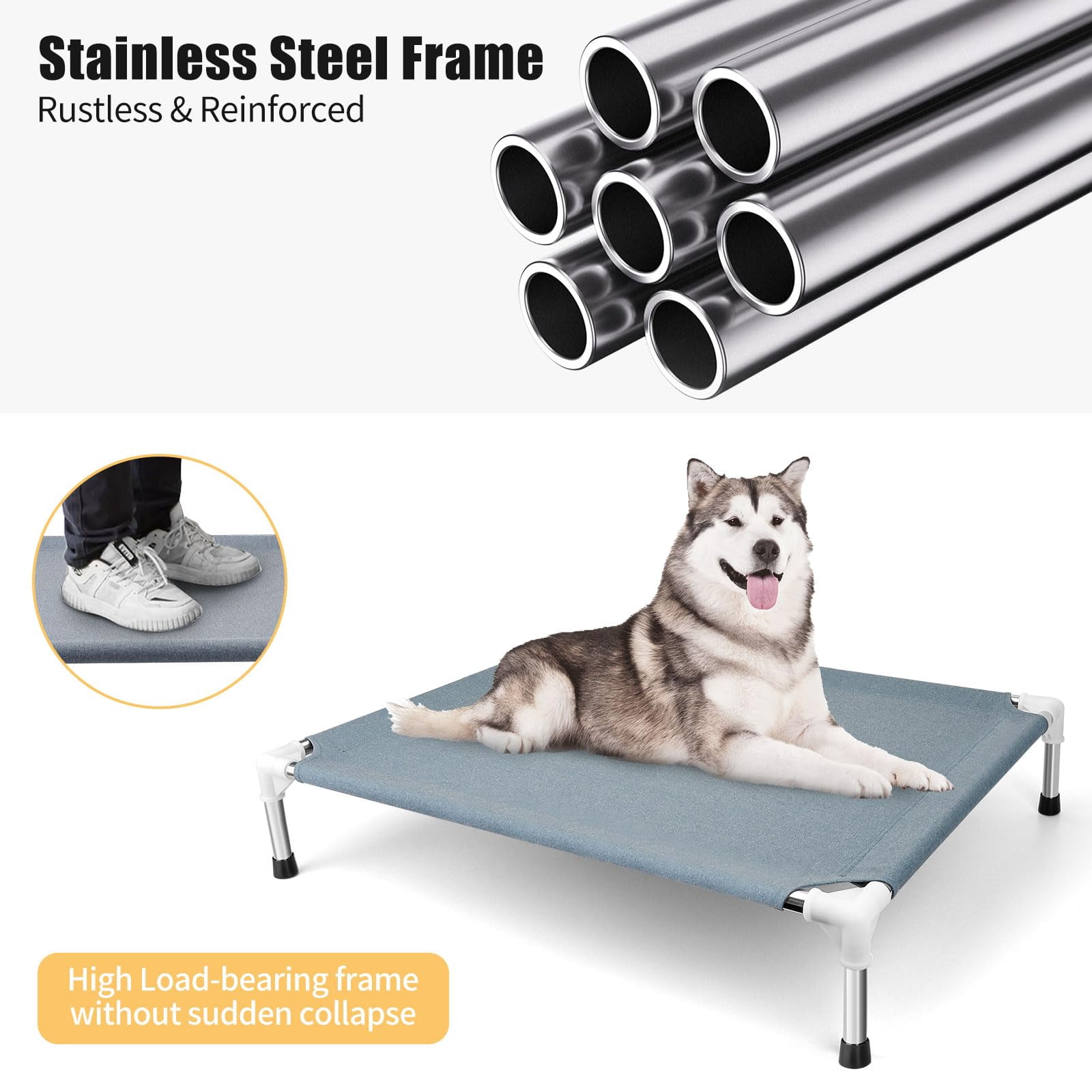 Outdoor Elevated Dog Bed  Cots Beds For Large Dogs Portable Raised Indoors Outdoors Beach