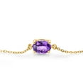 thumbnail image 2 of Gem Stone King 18K Yellow Gold Plated Silver Purple Amethyst Solitaire Bracelet for Women (1.20 Cttw, Oval Checkerboard 8X6MM, Gemstone February Birthstone, Fully Adjustable up to 9 inch), 2 of 3