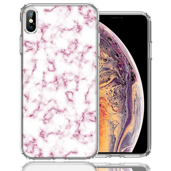 MUNDAZE For Apple iPhone XS/X Pink Marble Design Double Layer Phone Case Cover