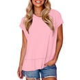 thumbnail image 1 of Cinvoph Hauts d'Été pour Femmes T-Shirt à Manches Courtes Col Rond Décontracté Ample Tendance Quotidien Sortie T-shirts, 1 of 8