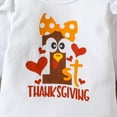 thumbnail image 5 of Younger Tree Baby Girl Thanksgiving Clothes Outfits Turkey Print Long Sleeve Romper Pants Headband 3pcs Set,12-18M, 5 of 8