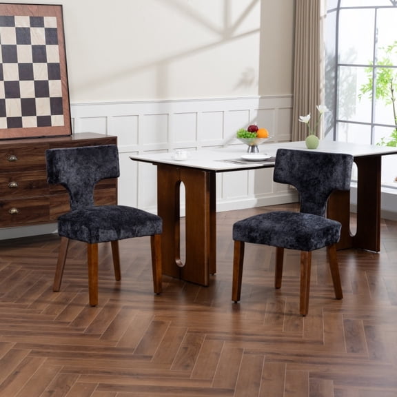 Mid Century Modern Dining Chairs Set of 2 - Farmhouse Linen Fabric Upholstered Accent Chairs with Hardwood Frame, Gray