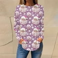 thumbnail image 1 of Pstuikys Hauts pour Femmes Décontractés Chics Automne, T-Shirt Ample Imprimé Mode Femme, Blouse à Manches Longues, Col Rond Hauts Décontractés/violet, (L), 1 of 5