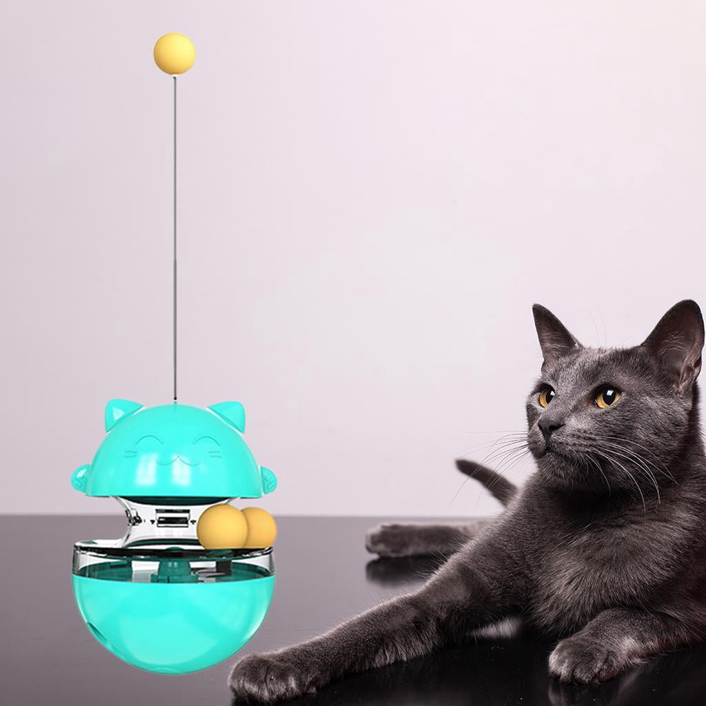 Bvdfgk Cat Food Dispenser Treat Toys, Interactive Treat Dispensing Slow Feeder Pet Food Blue