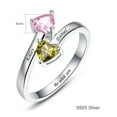 thumbnail image 5 of JQUEEN Women's Personalized 925 Sterling Silver Ring Love Heart Promise Simulated Birthstones Rings with 2 Names & 1 Text Carvings, 5 of 5