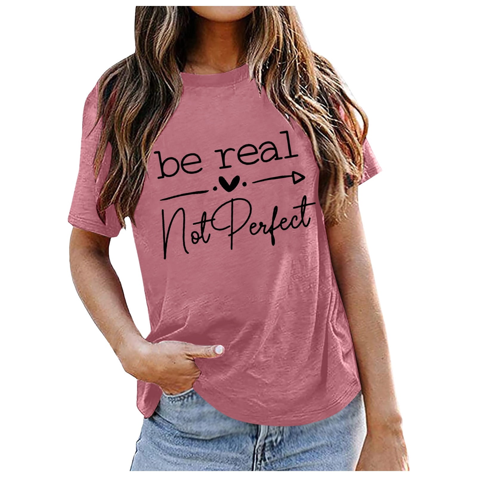 WEIYLL T-Shirts pour Femmes Manches Courtes Imprimé Lettre Rouge Tailles m