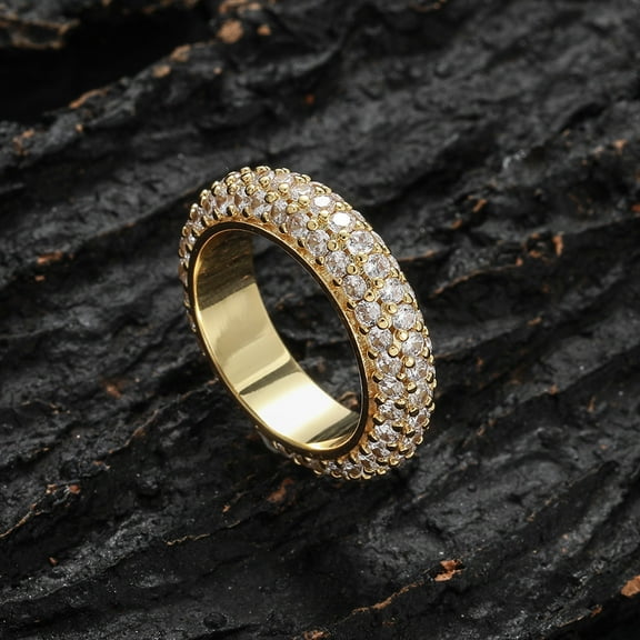 clear crystal Golden Color 14K Yellow Gold Wedding Rings for women fashion jewelry