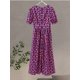 thumbnail image 4 of Vestido largo con estampado para mujer, traje holgado con manga abullonada y cuello en V profundo, con bolsillo drapeado, a la moda, novedad de verano 2024, 4 of 5