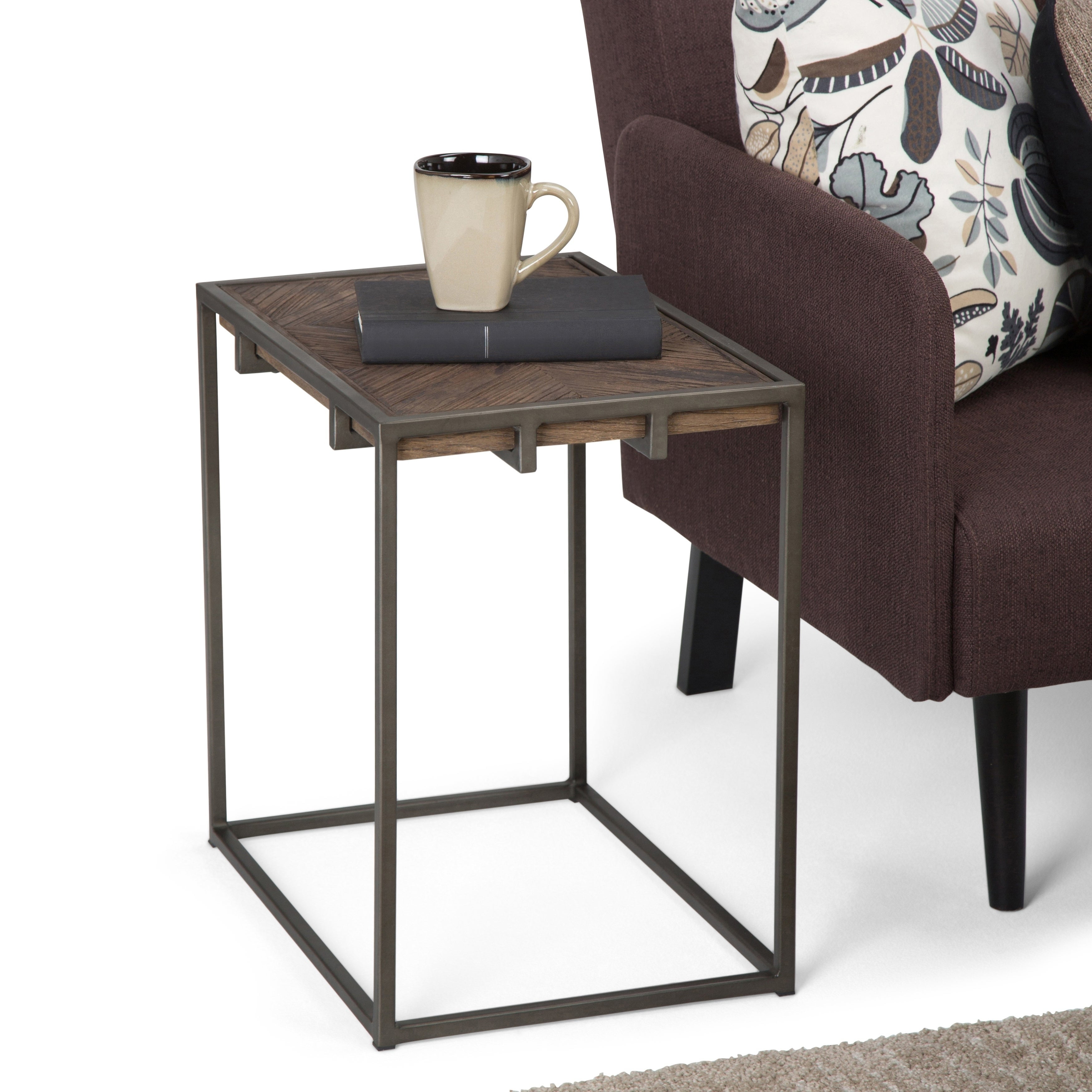 WyndenHall Abigail SOLID AGED ELM WOOD and Metal 14 inch Wide Rectangle