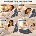 thumbnail image 6 of ICREOPRO Adjustable Foldable Bed Wedge Pillow for Sleeping, 3 Angles, 25D Support Foam, Removable D-Shaped Bolster, Washable Cover, White and Gray, 6 of 10