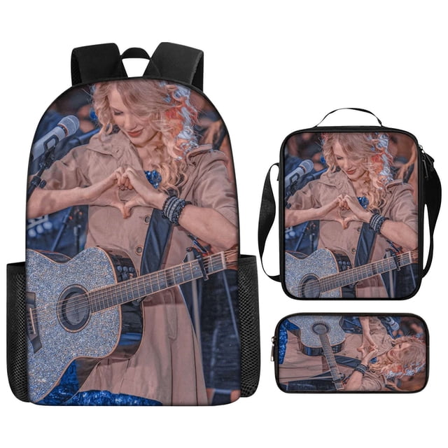 WHEANG Lightweight Fans Laptop Backpack, Reusable Lunch Bag With Adjustable Shoulder Strap Insulated Lunch Box And Pencil Case 3PC