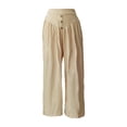 thumbnail image 4 of Aihuaihua Palazzo Pants for Women Casual Summer Wide Leg Cropped Pants Culottes Gaucho Beach Vacation Outfits Beige M, 4 of 4