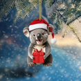thumbnail image 2 of Koala Christmas Ornament with Santa Hat and Gift Box, Festive Hanging Decor for Animal Lovers and Holiday Season Decorations - A, 2 of 4